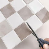 Maxbell 12Pcs Wall Tile Sticker for Kitchen and Bathroom Modern Home Decor Wallpaper Beige