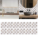 Maxbell 12Pcs Wall Tile Sticker for Kitchen and Bathroom Modern Home Decor Wallpaper Beige