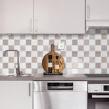 Maxbell 12Pcs Wall Tile Sticker for Kitchen and Bathroom Modern Home Decor Wallpaper Beige