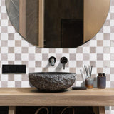 Maxbell 12Pcs Wall Tile Sticker for Kitchen and Bathroom Modern Home Decor Wallpaper Beige