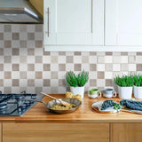 Maxbell 12Pcs Wall Tile Sticker for Kitchen and Bathroom Modern Home Decor Wallpaper Beige