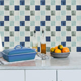 Maxbell 12Pcs Wall Tile Sticker for Kitchen and Bathroom Modern Home Decor Wallpaper Blue