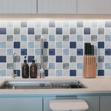 Maxbell 12Pcs Wall Tile Sticker for Kitchen and Bathroom Modern Home Decor Wallpaper Blue