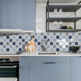 Maxbell 12Pcs Wall Tile Sticker for Kitchen and Bathroom Modern Home Decor Wallpaper Blue
