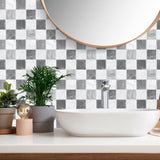 Maxbell 12Pcs Wall Tile Sticker for Kitchen and Bathroom Modern Home Decor Wallpaper Gray