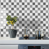 Maxbell 12Pcs Wall Tile Sticker for Kitchen and Bathroom Modern Home Decor Wallpaper Gray