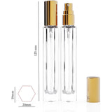 Maxbell 5 Pieces Glass Perfume Bottles 10ml for Men & Women Compact Perfume Atomizer Gold