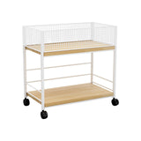 Maxbell Under Desk Organizer Rack Mesh Storage Shelf for Kids Room Dormitory Bedroom white with wheel