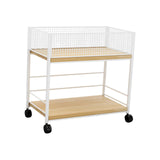 Maxbell Under Desk Organizer Rack Mesh Storage Shelf for Kids Room Dormitory Bedroom white with wheel