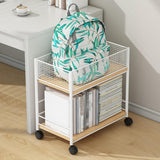 Maxbell Under Desk Organizer Rack Mesh Storage Shelf for Kids Room Dormitory Bedroom white with wheel