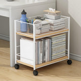 Maxbell Under Desk Organizer Rack Mesh Storage Shelf for Kids Room Dormitory Bedroom white with wheel