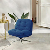 Maxbell Armless Office Chair Crossleg Swivel Chair for Living Room  Blue