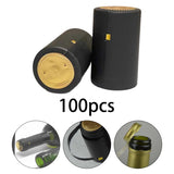 Maxbell 100 Pieces Wine Bottle Caps Bottle Sleeves for Home Use Kitchen Wine Cellars Black