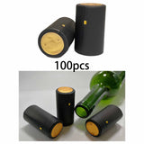 Maxbell 100 Pieces Wine Bottle Caps Bottle Sleeves for Home Use Kitchen Wine Cellars Black