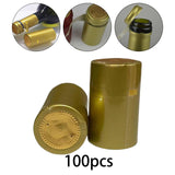 Maxbell 100 Pieces Wine Bottle Caps Bottle Sleeves for Home Use Kitchen Wine Cellars Gold