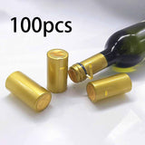 Maxbell 100 Pieces Wine Bottle Caps Bottle Sleeves for Home Use Kitchen Wine Cellars Gold