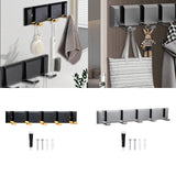 Maxbell Wall Mounted Coat Rack Key Holder Long 5 Hooks for Mudroom Entryway Bathroom Black