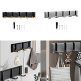 Maxbell Wall Mounted Coat Rack Key Holder Long 5 Hooks for Mudroom Entryway Bathroom Black