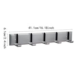 Maxbell Wall Mounted Coat Rack Key Holder Long 5 Hooks for Mudroom Entryway Bathroom Gray