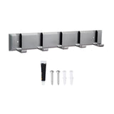 Maxbell Wall Mounted Coat Rack Key Holder Long 5 Hooks for Mudroom Entryway Bathroom Gray