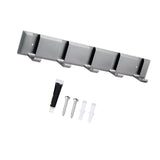 Maxbell Wall Mounted Coat Rack Key Holder Long 5 Hooks for Mudroom Entryway Bathroom Gray