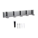 Maxbell Wall Mounted Coat Rack Key Holder Long 5 Hooks for Mudroom Entryway Bathroom Gray
