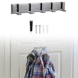 Maxbell Wall Mounted Coat Rack Key Holder Long 5 Hooks for Mudroom Entryway Bathroom Gray