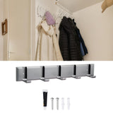 Maxbell Wall Mounted Coat Rack Key Holder Long 5 Hooks for Mudroom Entryway Bathroom Gray