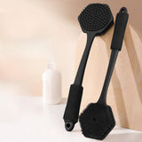 Maxbell Silicone Back Scrubber for Shower Double Sided for Men Women Non Slip Handle black