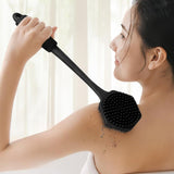 Maxbell Silicone Back Scrubber for Shower Double Sided for Men Women Non Slip Handle black
