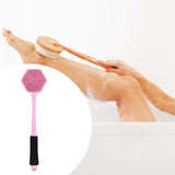 Maxbell Silicone Back Scrubber for Shower Double Sided for Men Women Non Slip Handle pink