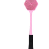 Maxbell Silicone Back Scrubber for Shower Double Sided for Men Women Non Slip Handle pink