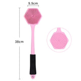 Maxbell Silicone Back Scrubber for Shower Double Sided for Men Women Non Slip Handle pink
