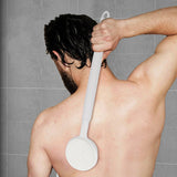 Maxbell Shower Brush Double Side Silicone Bristles Back Scrubber for Household Elder White