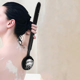 Maxbell Shower Brush Double Side Silicone Bristles Back Scrubber for Household Elder Black