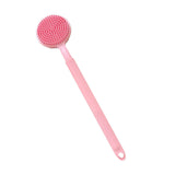 Maxbell Shower Brush Double Side Silicone Bristles Back Scrubber for Household Elder Pink
