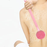 Maxbell Shower Brush Double Side Silicone Bristles Back Scrubber for Household Elder Pink
