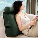 Maxbell Small Wedge Pillow Headboard Body Support Adults Backrest for Reading green