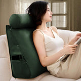 Maxbell Small Wedge Pillow Headboard Body Support Adults Backrest for Reading green