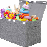 Maxbell Kids Toys Storage Box with Lid Clothes Container for Living Room Closet Home Gray