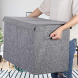 Maxbell Kids Toys Storage Box with Lid Clothes Container for Living Room Closet Home Gray