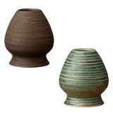 Maxbell Matcha Tea Whisk Holder Craft Ceramic Chasen Holder for Living Room Tabletop dark brown