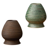 Maxbell Matcha Tea Whisk Holder Craft Ceramic Chasen Holder for Living Room Tabletop dark brown