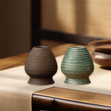 Maxbell Matcha Tea Whisk Holder Craft Ceramic Chasen Holder for Living Room Tabletop dark brown