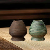 Maxbell Matcha Tea Whisk Holder Craft Ceramic Chasen Holder for Living Room Tabletop dark brown