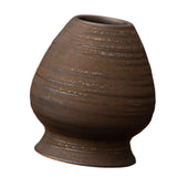 Maxbell Matcha Tea Whisk Holder Craft Ceramic Chasen Holder for Living Room Tabletop dark brown