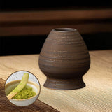 Maxbell Matcha Tea Whisk Holder Craft Ceramic Chasen Holder for Living Room Tabletop dark brown