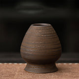 Maxbell Matcha Tea Whisk Holder Craft Ceramic Chasen Holder for Living Room Tabletop dark brown