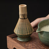Maxbell Matcha Tea Whisk Holder Craft Ceramic Chasen Holder for Living Room Tabletop Green