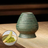 Maxbell Matcha Tea Whisk Holder Craft Ceramic Chasen Holder for Living Room Tabletop Green